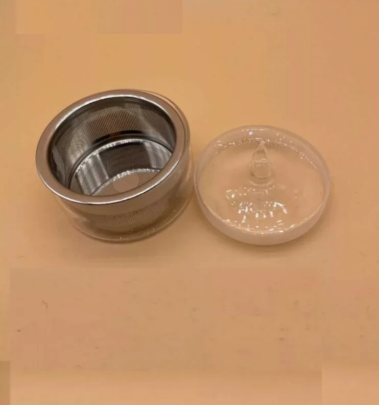 70mmx35mm Glass Watch Oil Cup with Stainless Steel Mesh Basket for Cleaning Watch Movement Parts T0890