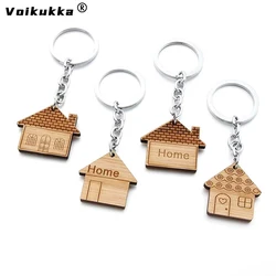 Voikukka Jewelry ETSY Hot Sale Wood Pendant Keychain Home Key Ring Laser Engraving Pattern Key Chain For Gifts Wholesale