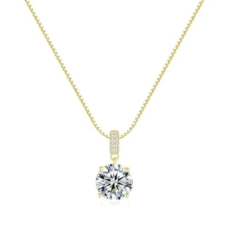 

SUNFEEL Sterling Necklaces 2 Carats Cubic Zirconia Necklace Dainty Jewelry Gifts for Mom Wife Girlfriend Bridal for Prom Weddin