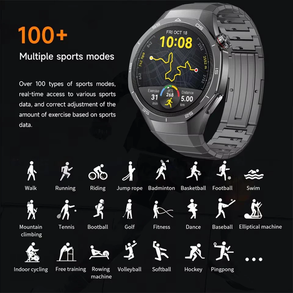 Para huawei relógio gt5 relógio inteligente masculino 5 pro amoled tela hd bluetooth chamada nfc gps monitoramento de saúde smartwatches 2025 novo