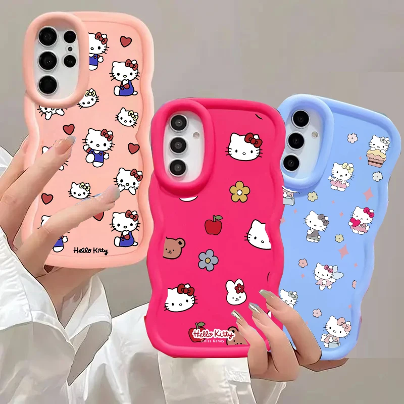 Милый чехол для телефона «Hello Kitty Love Face» для Samsung Galaxy S25 S24 S22 S23 Ultra Plus S20 FE A55 A16 A36 A15 A54 A34 A35 A26 A33