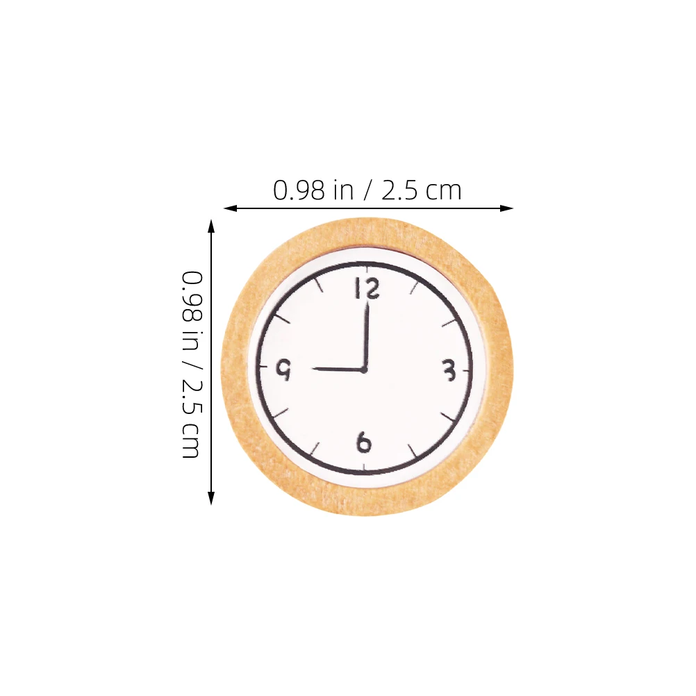 2 قطعة ساعة حائط خشبية مصغرة بمقياس 1:12 ملحقات بيت الدمى ديكور أثاث صغير لغرفة المعيشة وغرفة النوم والمطبخ #4