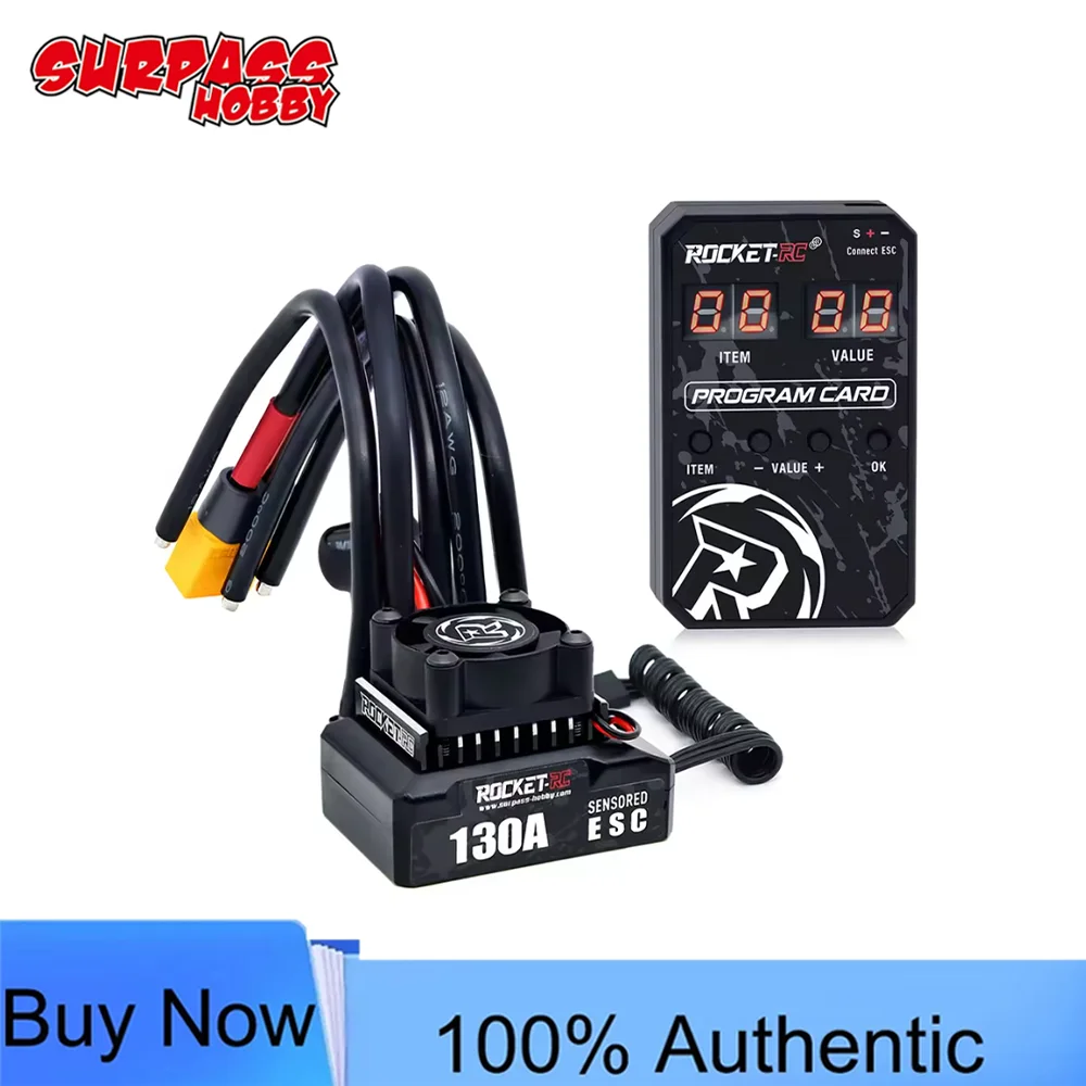 Contrôleur de vitesse électronique sans balais ROCKET-RC 130A avec capteur, BEC 6V/5A et ventilateur de refroidissement pour moteur 380/390/540 de voiture RC 1/10