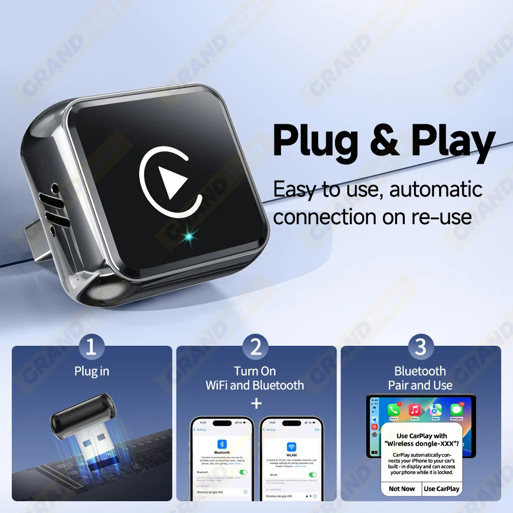 4-in-1 Dongle Kabelloser Carplay-Adapter USB Plug & Play WiFi Bluetooth für iPhone Carplay Airplay Android Auto Mirrorlink Verbindung – Detail 12