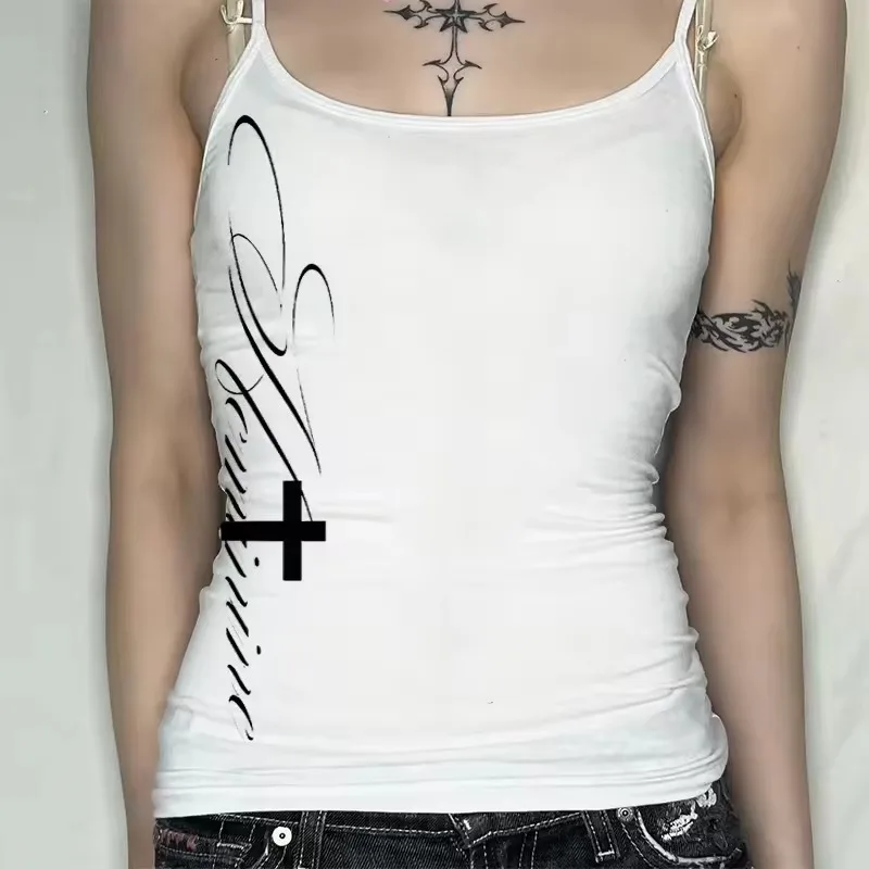 Y2K Grunge Vintage T-shirt Graphic Print O Neck Long Sleeve Tee Women's Slim Fit Crop Tops Girl Emo Streetwear 2000s tops