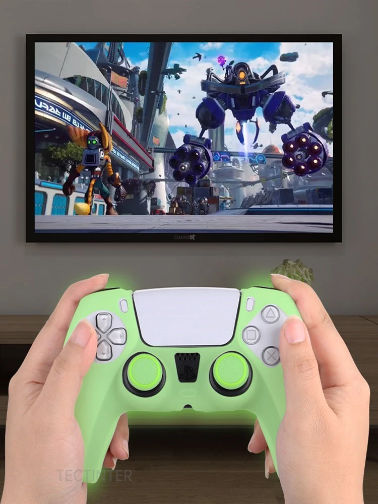 Housse en Silicone brillant pour manette PS5, capuchons de poignée, coque en caoutchouc pour manette de jeu PS5, accessoires pour PS5