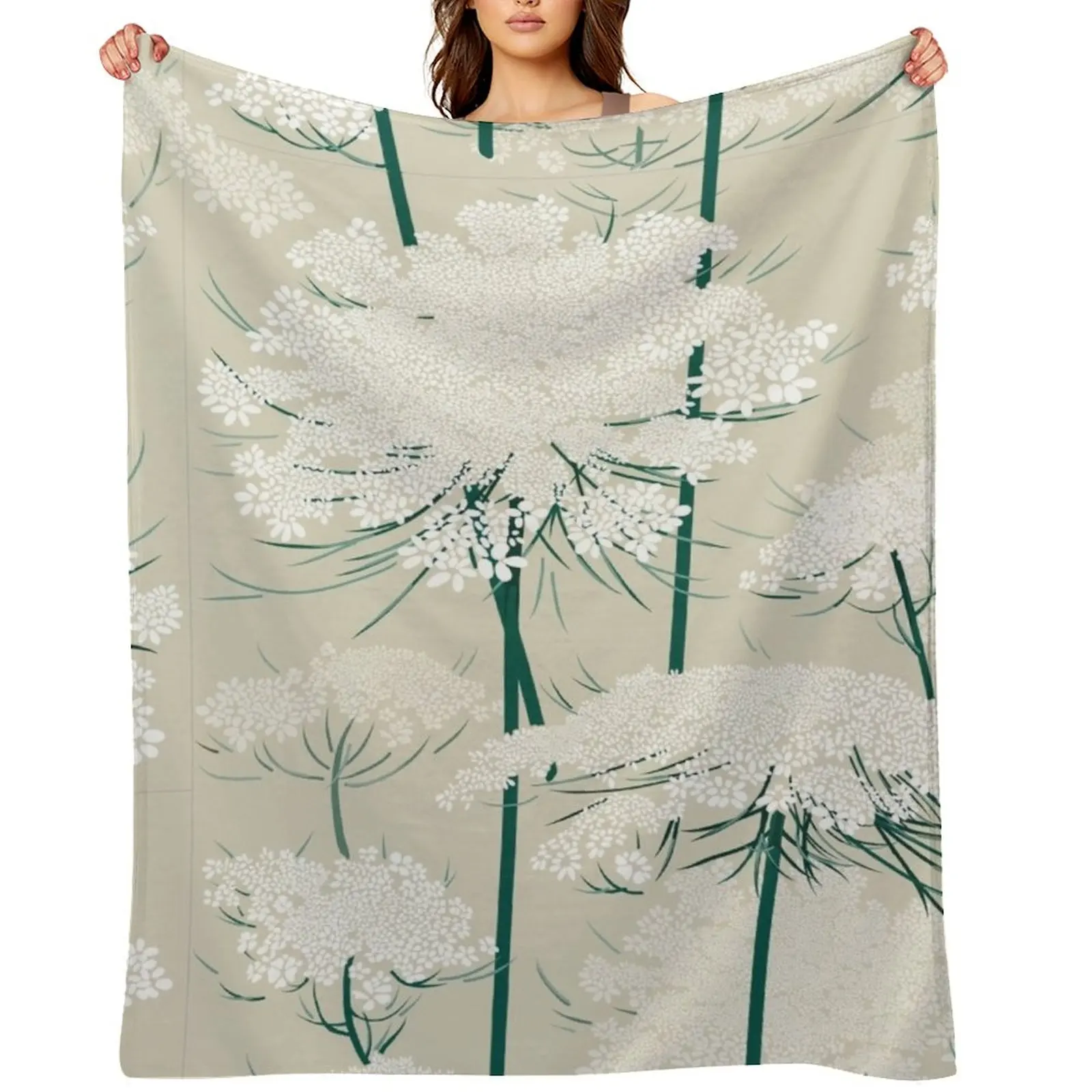 

Romantic Queen Annes Lace Pattern Cream Throw Blanket Bed Fashion Sofas Hair Cute Blankets