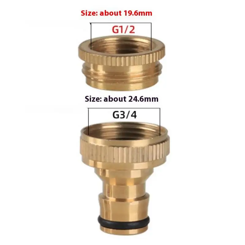 Adaptor Brass Hose Tap Connector 3/4'' 1/2'' Threaded Garden Water PIPE Adapter Fitting Watering Equipment Pressure Washer Hose
