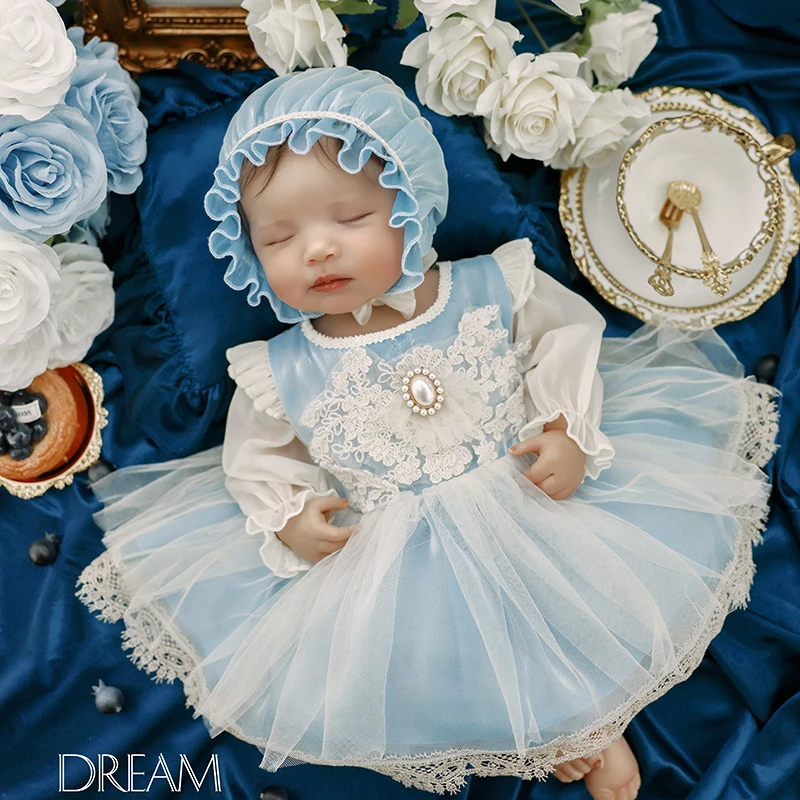 Traje de foto para bebé niña, vestido de fotografía de estilo princesa para recién nacido + disfraz de Príncipe para bebé, conjunto de corona, ropa de sesión de fotos de estudio