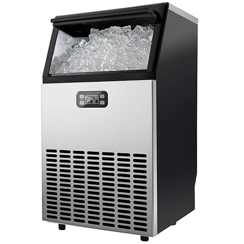 

Commercial Ice Maker Machine, Stainless Steel Under Counter ice Machine with 33lbs Ice Storage Capacity, Freestanding Ice Make