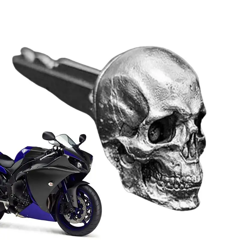 Skull Motorcycle Key Cover 3D Metal Skull Head Key Cover Key Protector Keychain Head Universals Motorcycle Key Head Cover