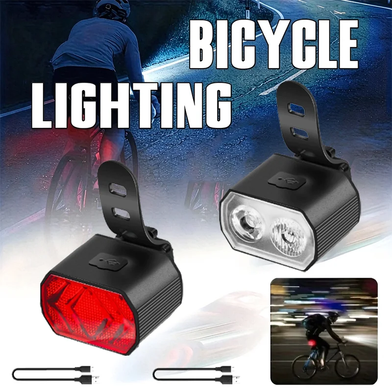 Bicycle Headlights Taillights Waterproof MTB Bike Lamp Battery Powered Warning Cycling Tail Light LED Headlight Rear Lamp