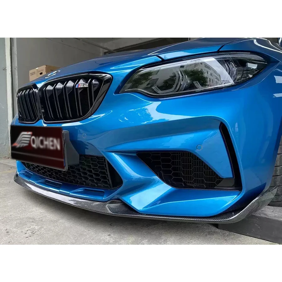 لسيارات BMW M2 F87 M2C ألياف الكربون الجبهة الشفة سيارة الجبهة الوفير الناشر الجبهة الذقن المفسد MP نمط اكسسوارات السيارات طقم الجسم #5