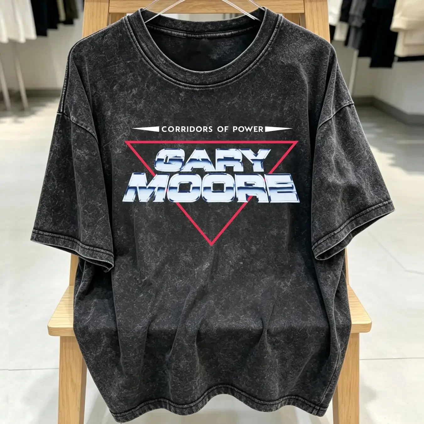 washed T Shirt Gary Moore Corridors Of Power Sizes S to XXL New long or short sleeves vintage Washed Breathable Stylish Soft