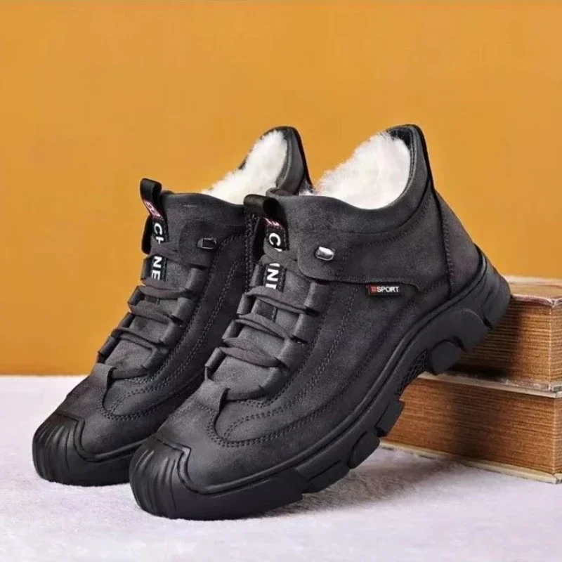 Zapatillas de invierno para hombre, botas versátiles, calzado informal para hombre, botas de nieve para hombre, botas cálidas para hombre, botas de caña alta, botas de senderismo, botas con suela gruesa.