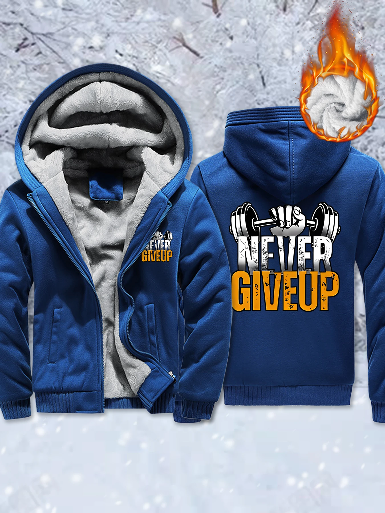 

Утепленные куртки с принтом Never Give Up, мужские модные флисовые пальто, мужская одежда большого размера на молнии, зимние удобные мужские толстовки