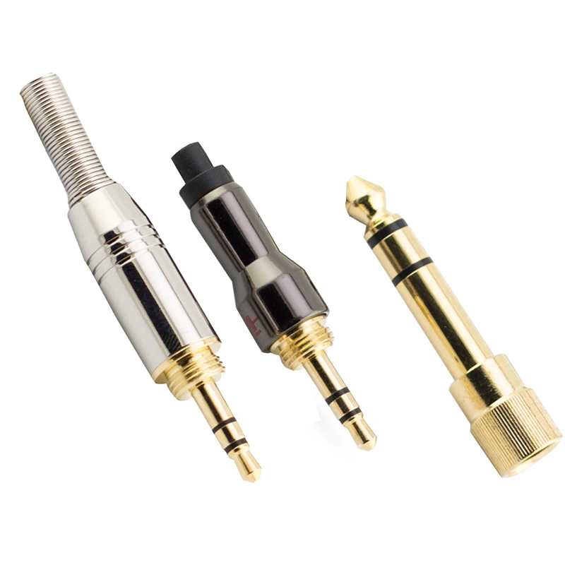 Hifi 3.5mm Jack 3Poles Stereo Male Plug Soldering Wire Connectors with Spring Aluminum Tube Screw-in 3.5mm Stereo Connector