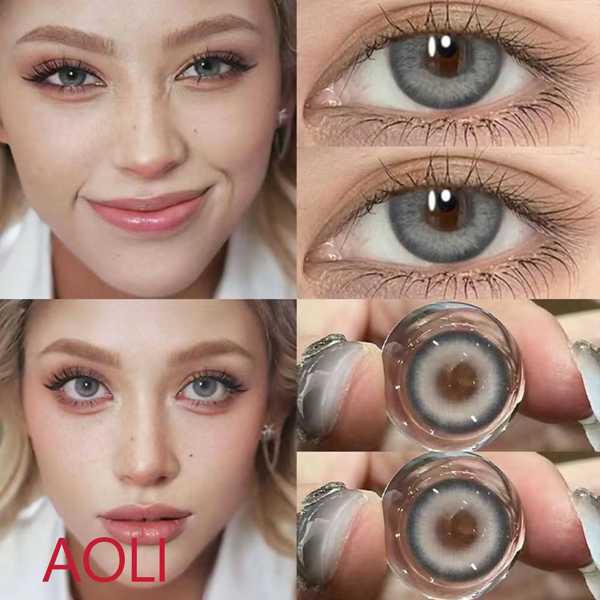 Лидер продаж, 14,20 мм, мягкие контактные линзы с близорукостью по рецепту для женщин и мужчин, очки для макияжа, Aoli Grey