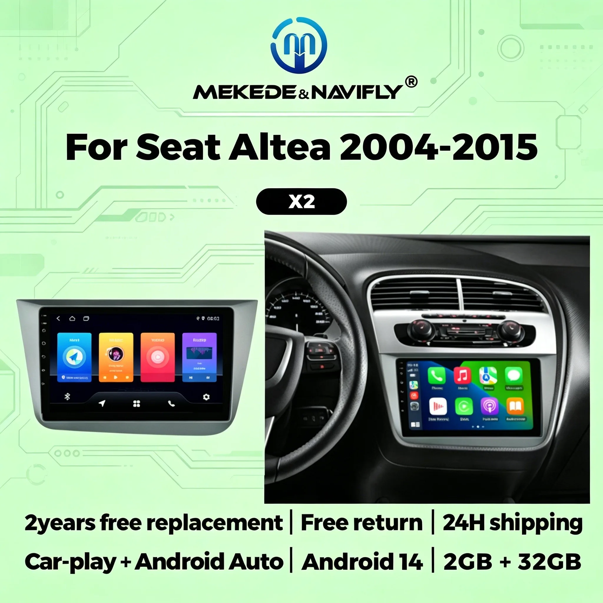 2 Din 9 Inch Intelligent Android System For Seat Altea XL Toledo 2004-2015 Car Radio Stereo Multimedia Player GPS Navigation BT