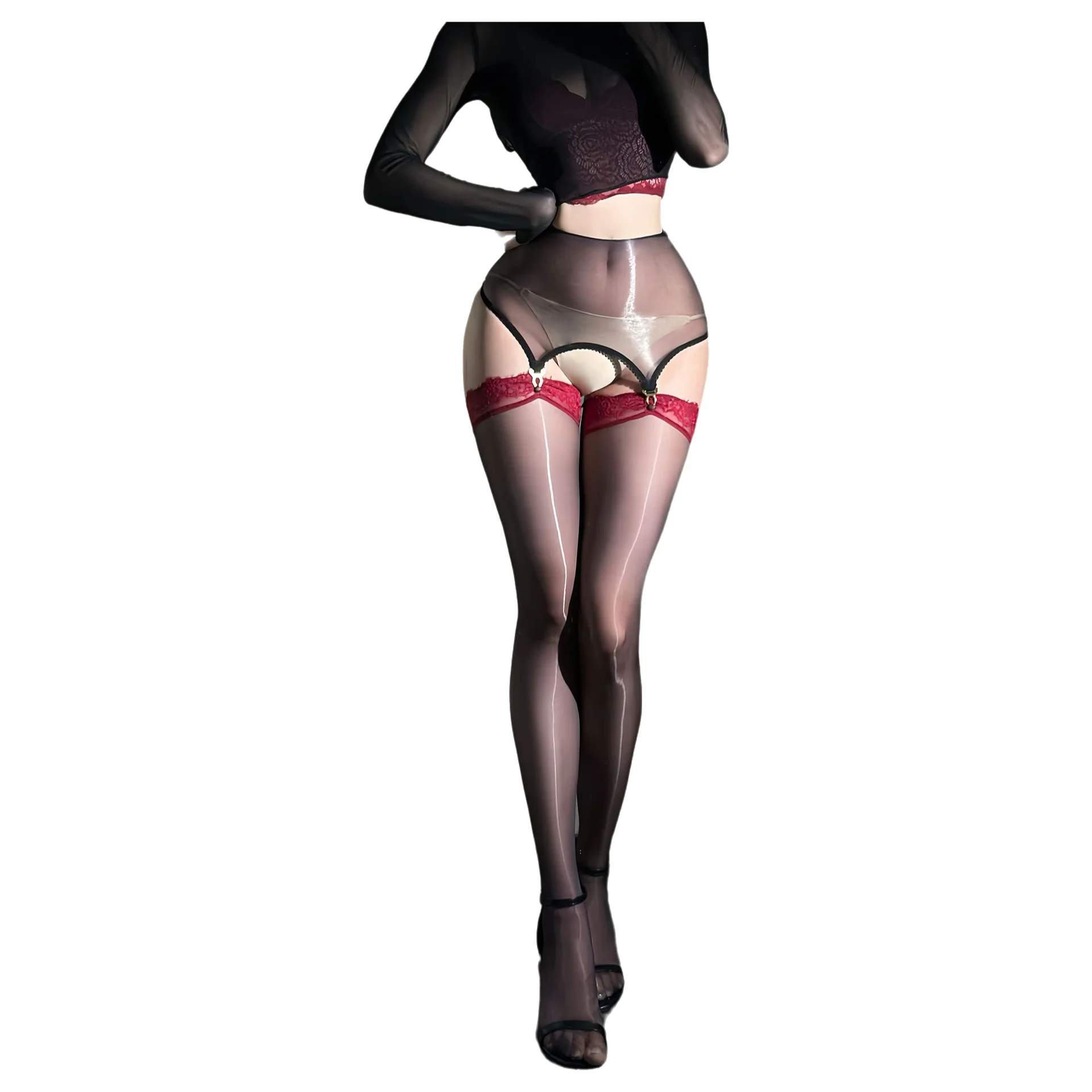 Ultra-Thin Aurora Garter Lace Sexy Shiny Long Pantyhose Smooth Solid Color Transparent Long Pantyhose For Woman Charming Q5LT