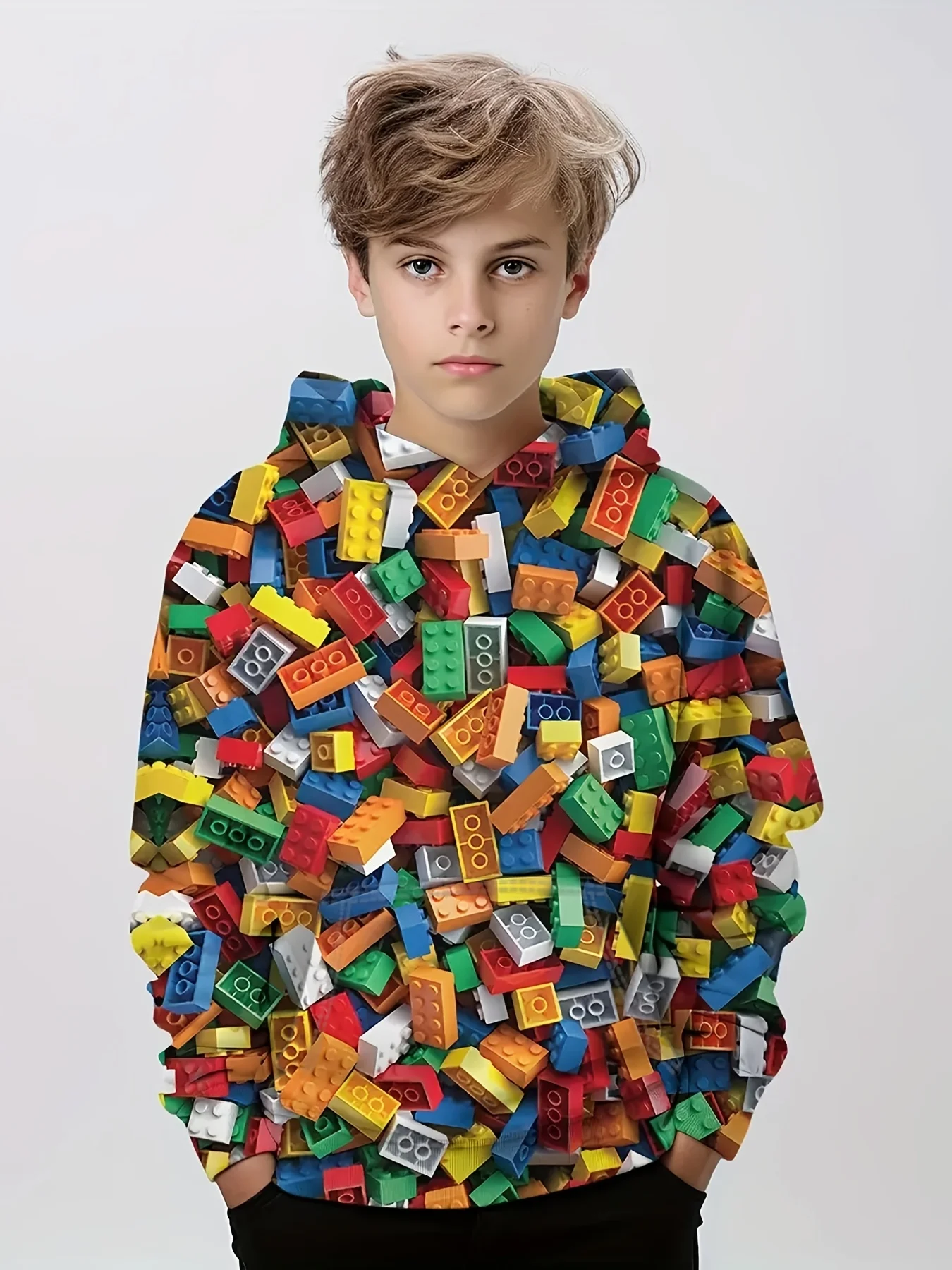 Lego Building Block 3D Print Hoodie Boy Clothes Autumn Pullover Hoodies Boys Girls Sweatshirts Kids Tops Children\'s clothing