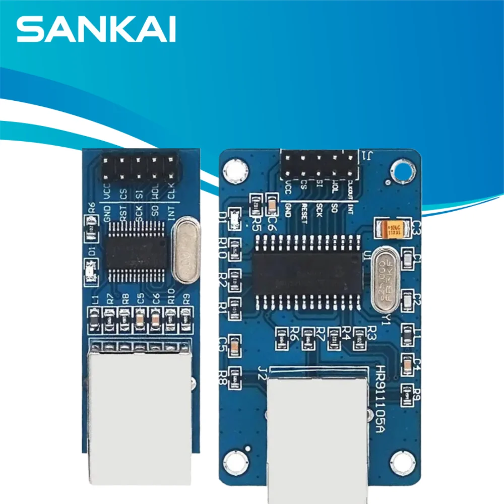 ENC28J60 Ethernet Network Module 10Base-T SPI 25MHz 3.3V with HR911105A RJ45 for Arduino
