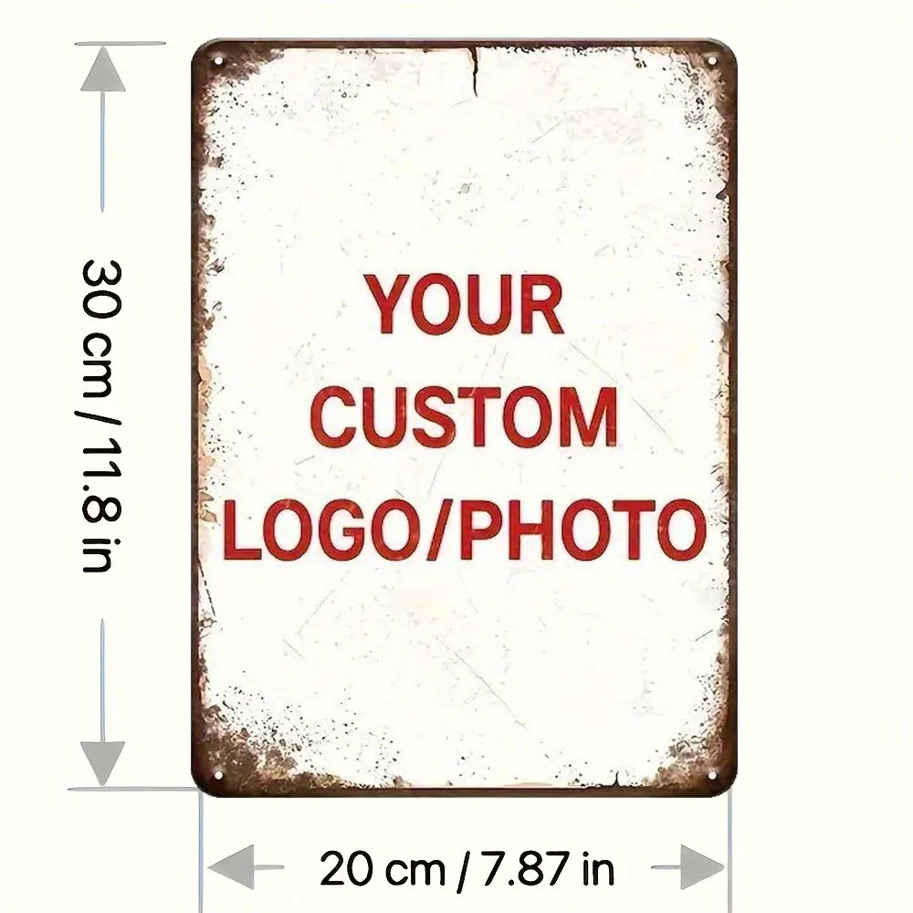 Personalized Custom Photo/Text Aluminum Sign, Heavy-Duty Rustic Vintage Metal Plaque with Custom Logo/Photo, Easy Hang with