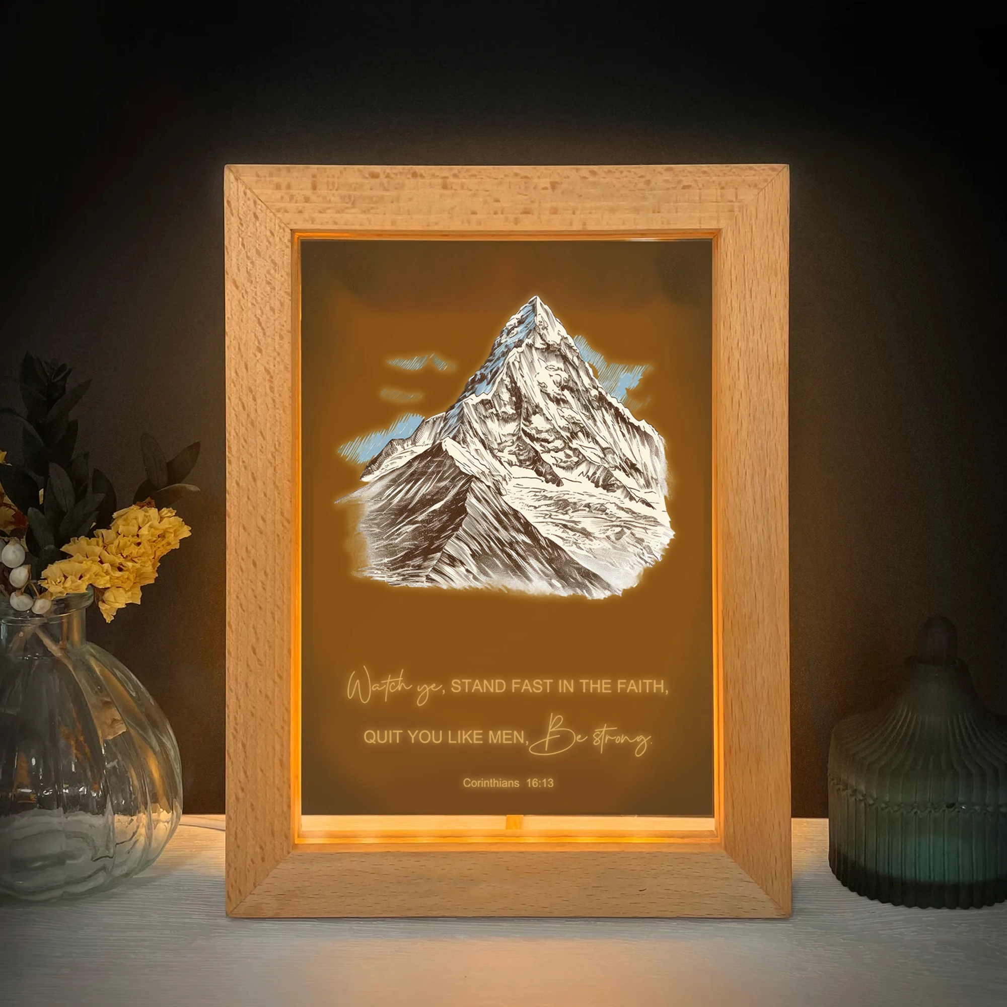 Gepersonaliseerde Bijbelverzen LED Nachtzicht Fotolijst Aangepaste Gift Familie Woonkamer Slaapkamer Eetkamer Woondecoratie