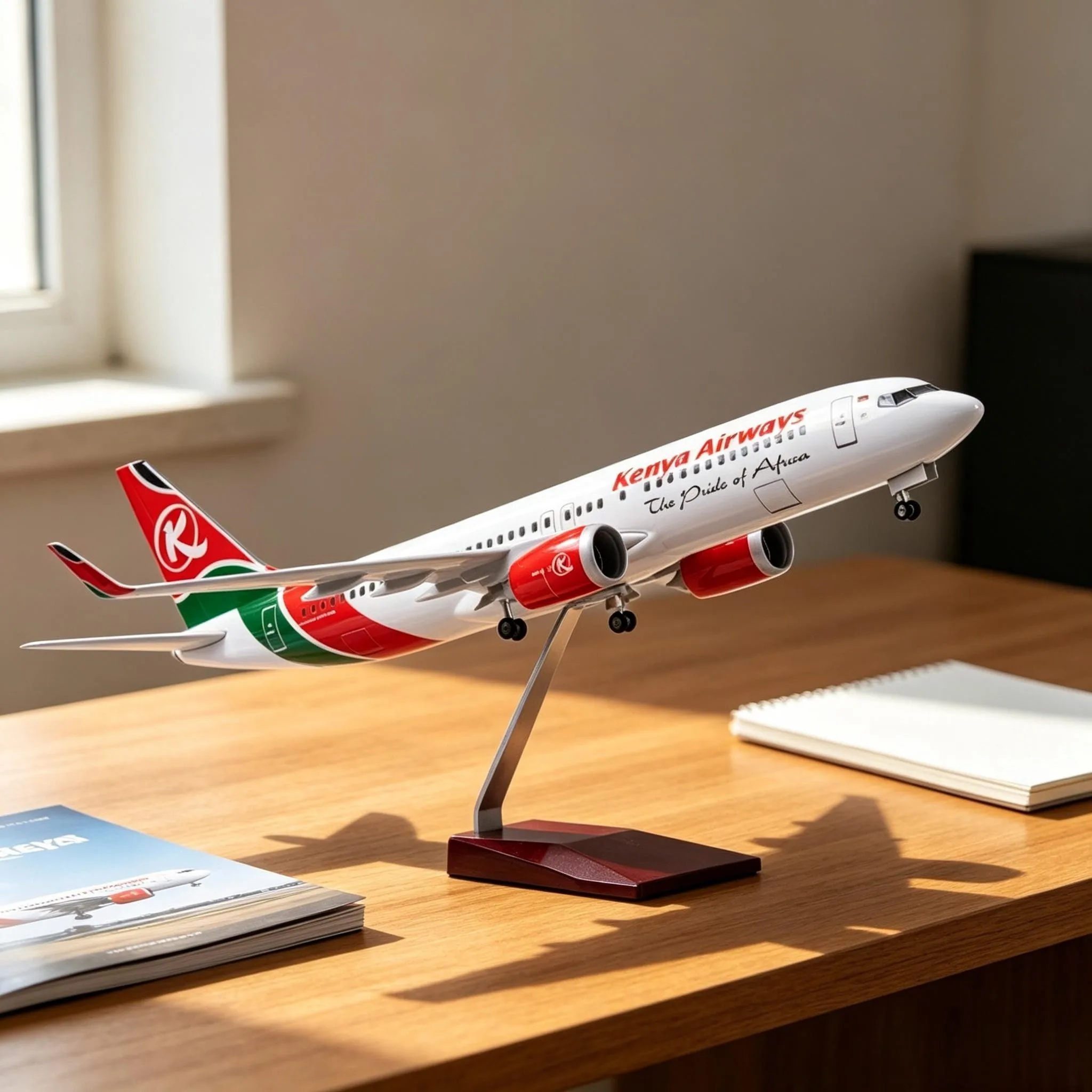 1:85 Scale 47CM Die-Cast Resin B737 Kenya Airways Airlines 737 Boe-ing Aircraft Model With Wheels Plane For Collections And Disp