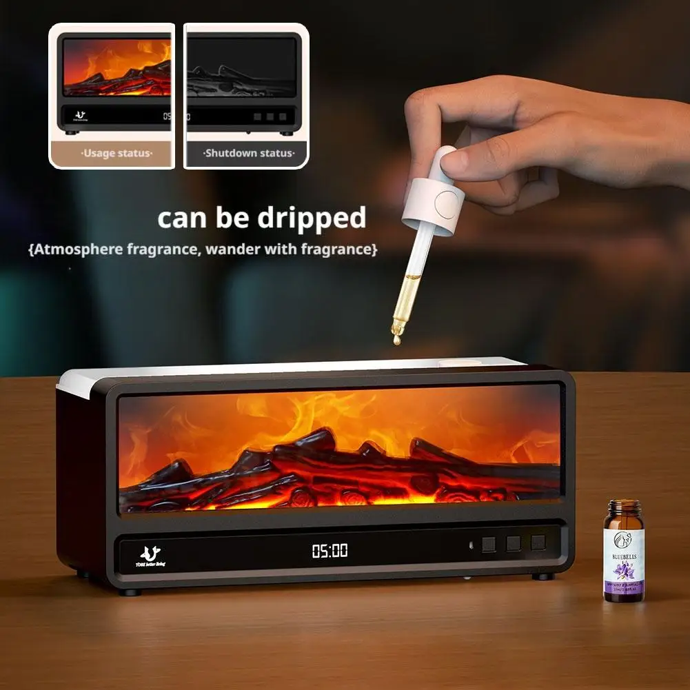 Flame Aroma Diffuser 250ML Water Tank 7 Color LED Fireplace Simulator with Remote Control Auto Shutoff for Home Relaxation Gift