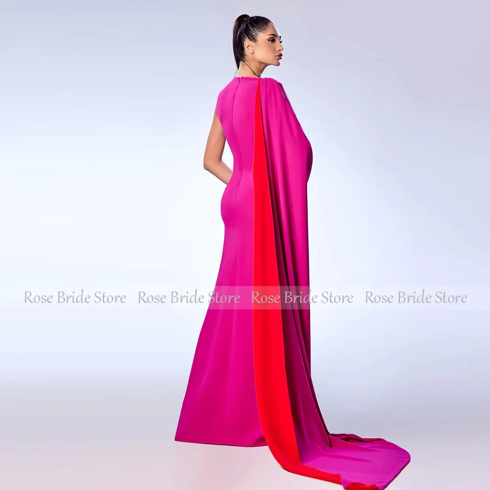 Simple Formal Dress Women Elegant Contrast Color Satin Side Fork Draped Straight Scoop Neck Long Dresses Formal Dress