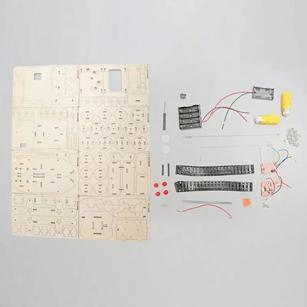 DIY Remote Control Tank Toys Wooden RC Tank Assembly 3D Puzzles Electric Motor Building Kids Educational Experimental Model Kits