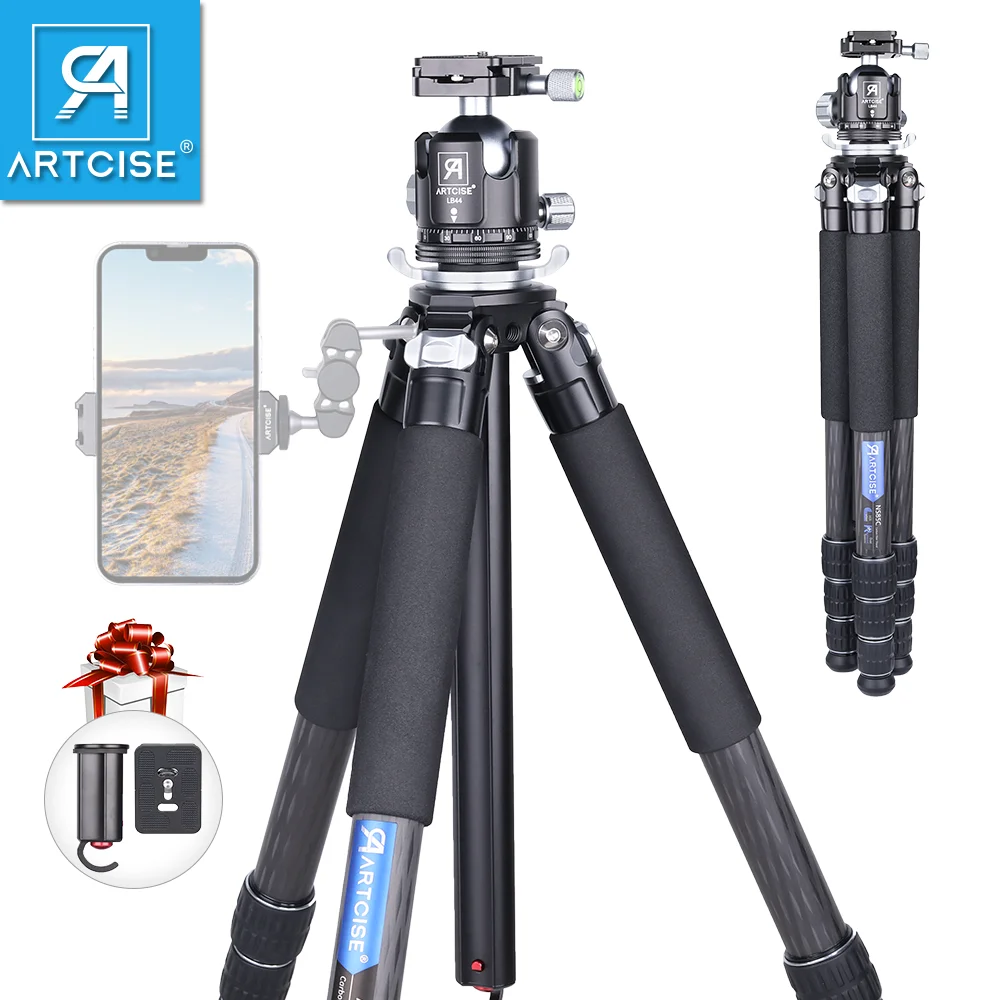ARTCISE NS85C Carbon Fiber Camera Compact Tripod,Outdoor Travel Tripod Stand Outdoor for Sony/Nikon/Canon DSLR Camera Load 20kg