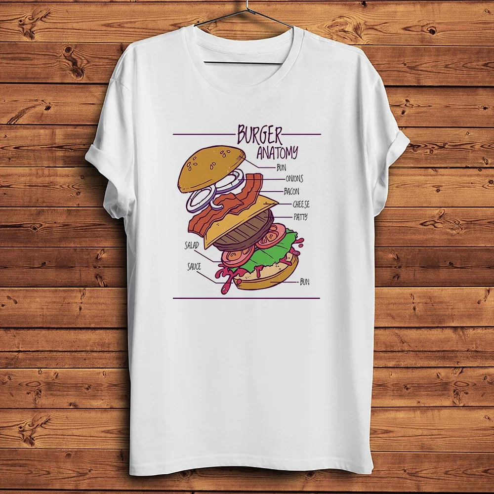 New fashion Burger Anatomy Hamburg Funny T shirt Men Casual Short Sleeve TShirt Unisex Novelty Streetwear Tee breathable print