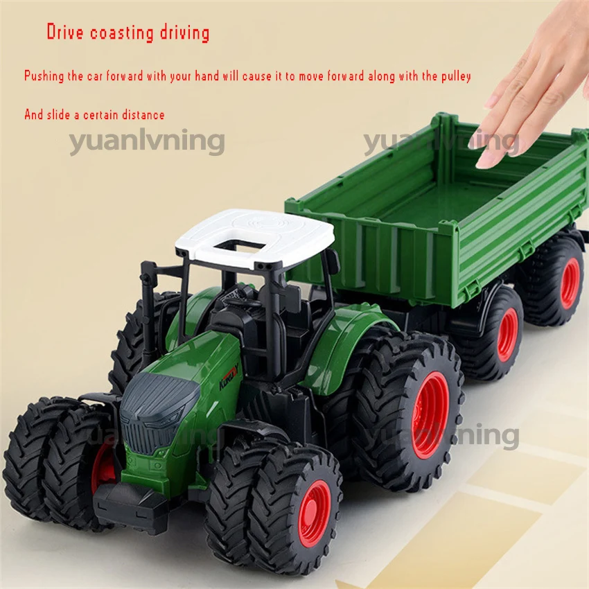 16.5 Inches/42cm Farmer's Truck Transport Vehicle Tractor Toy Harvester With Trailer For Boys' Birthday Gift