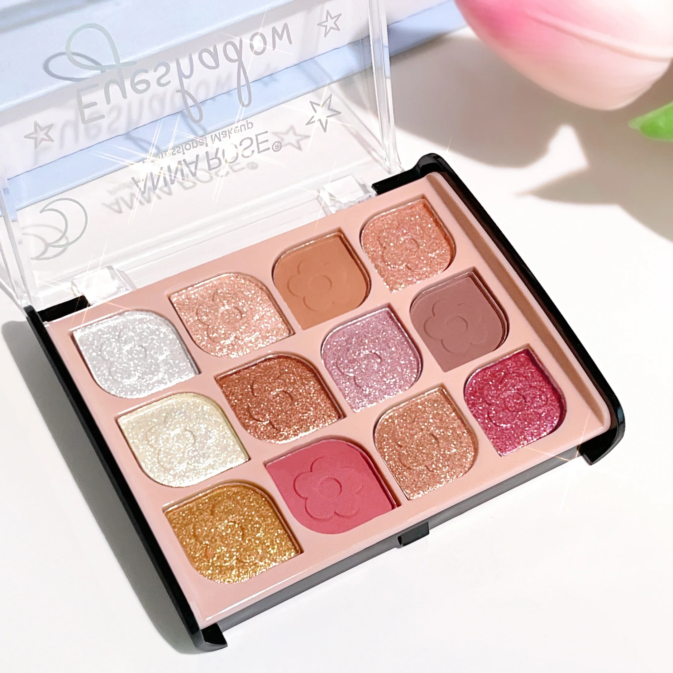 12-Color Eyeshadow Disc, Pearl Blush, High-gloss Grooming Aegyo Sal Integrated Eyeshadow Disc, Eyeshadow Makeup Disc.