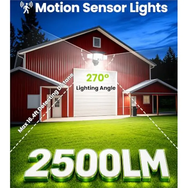 ABVG-Solar Motion Sensor Lights Magnetic Outdoor, No Drill For Metal Surface Wall Lights, 3 Head Solar Security Light