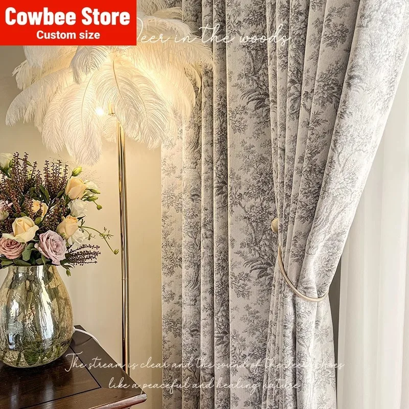 

French Style Retro Style Advanced Feeling High Precision Jacquard Chenille Thickening High Shading Bedroom A Living Room Curtain