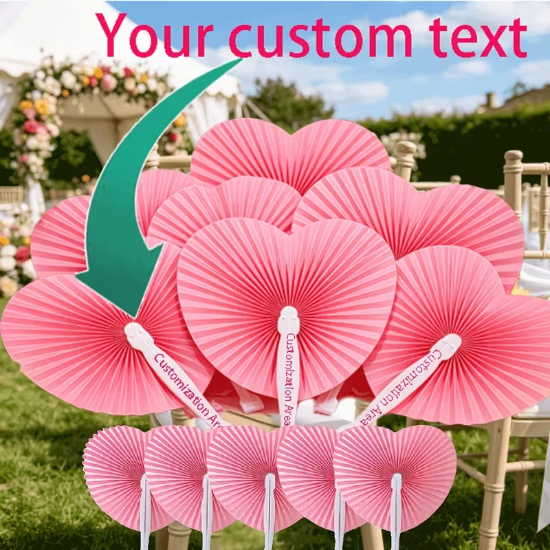 10Pcs/30Pcs/50Pcs/70Pcs Customized Personalized Pink Folding Fans; Handheld Fans for Wedding Ceremonies, Bachelorette Party Favors, Bridesmaid Group Photos, Wedding Banquet Seat Decorations, Wedding Sign-In Area Guest