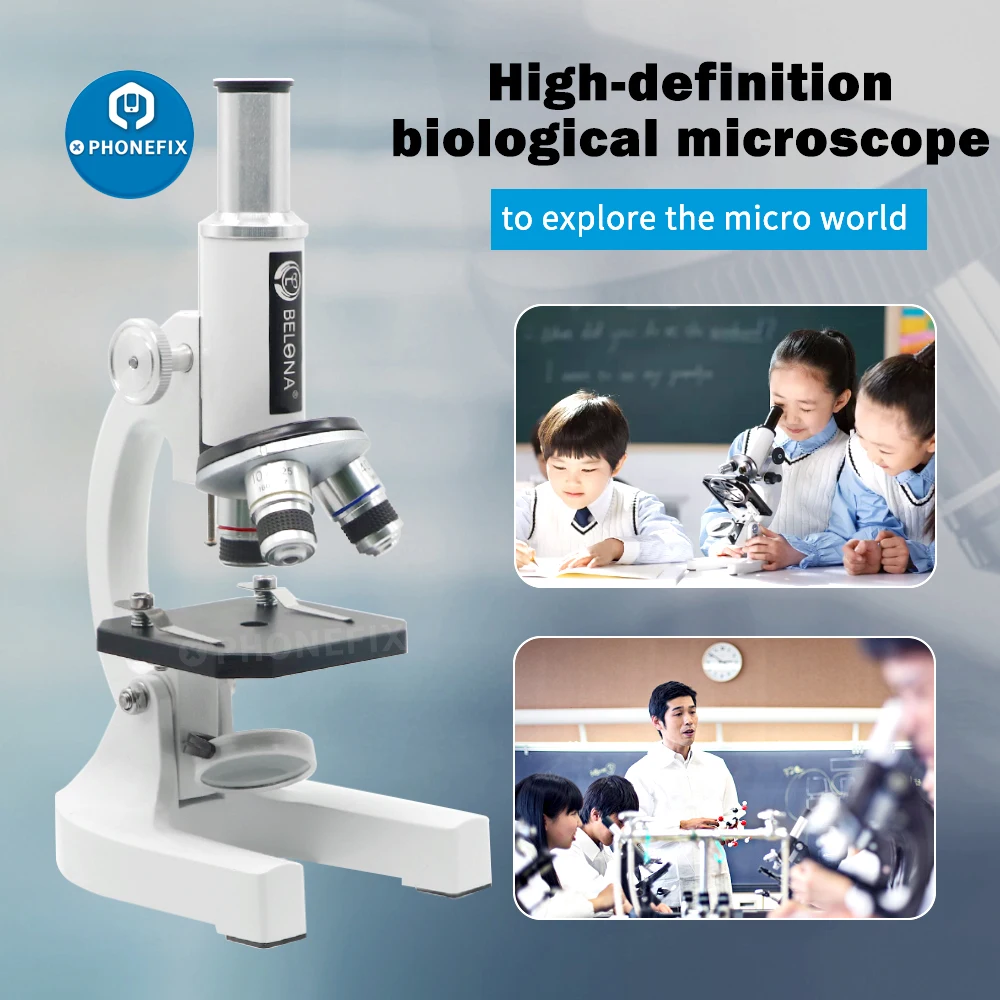 40X-640X Professional Biological Microscope for Kids Students Science Experiment Biology Teaching Optical Monocular Microscope