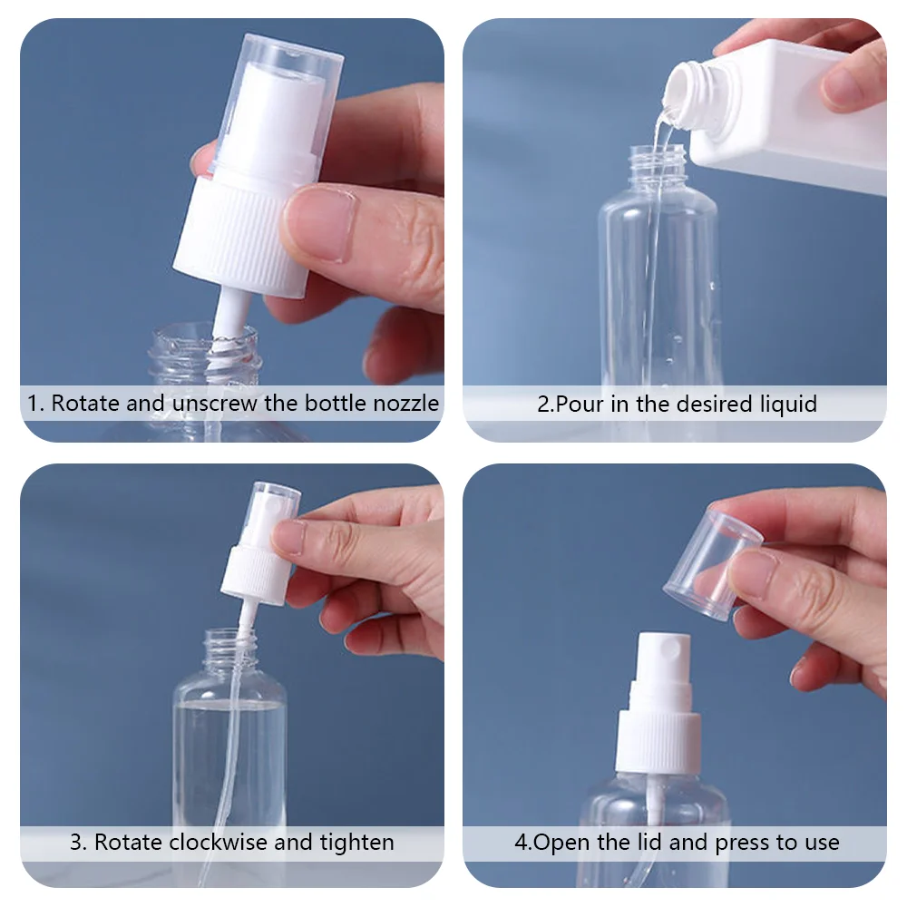 30/50/100/200ML Travel Spray Bottle Refillable Transparent Perfume Atomizer Protable Empty Plastic Spray Bottles