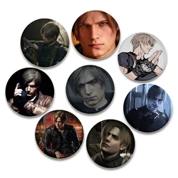Evil Game HD Print Pins Leon Kennedy Round Brooches Handmade Creative Badge for Backpack Hat Jewelry Accessories Gift 32/44/58mm