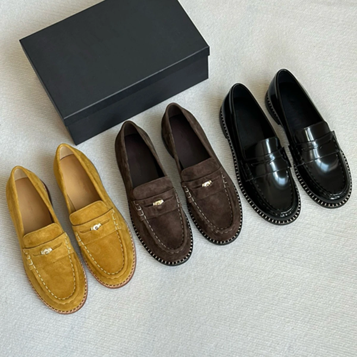 

Jenny&Dave High Quality Comfortable Genuine Leather Shoes Fashionable Slip-On Loafers Women Commuting And Leisure Flat Shoes Wom