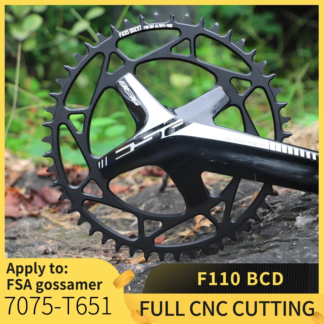 Pass Quest F110Bcd Narrow and Wide Teeth Bicycle Chainring Road Bike Crankset Chainring 36T-52T for Gossamer Chainring