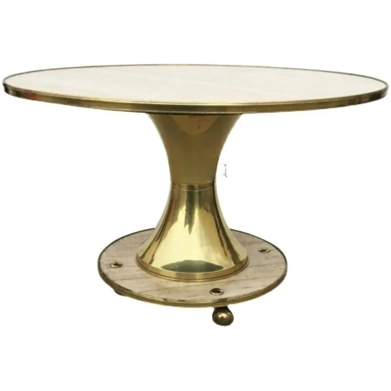 

xxzLight luxury atmospheric natural travertine coffee table living room creative round tea table modern simple Nordic