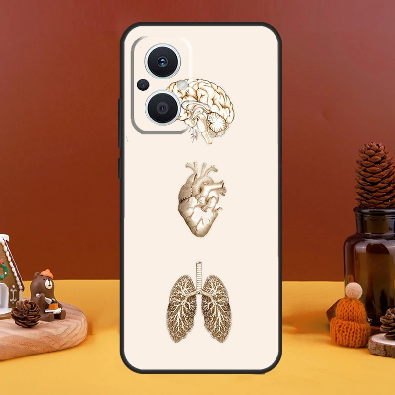 Human Organs Brain Case For OPPO Reno 4Z 5Z 8T 10 Pro 11 F 4 6 7 8 5 Lite OPPO Find X6 X5 Pro X2 X3 Lite Cover