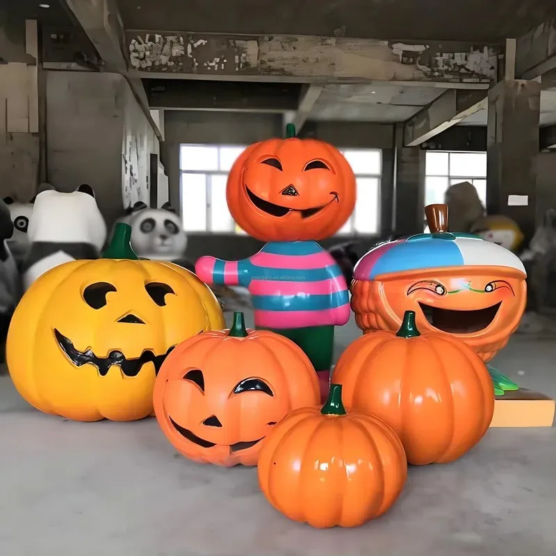 Large Outdoor Fiberglass Halloween Pumpkin Sculpture Easter Funny Creative Model Props