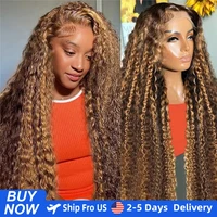 Peluca rizada de 30 y 36 pulgadas para mujer, cabello humano rubio miel, 13x4, encaje Frontal, onda profunda, 13x6, Hd, pelucas frontales de encaje para cabello humano