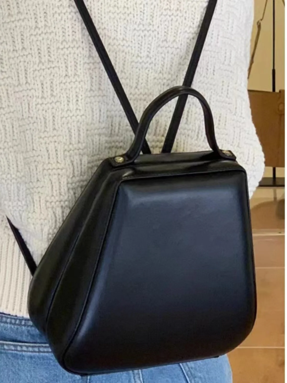 

Maybebaby Women's Leather Bapa Geometric ell Double oulder Bag Cowhide Small Size Casual Sle Magnetic Bule Closure