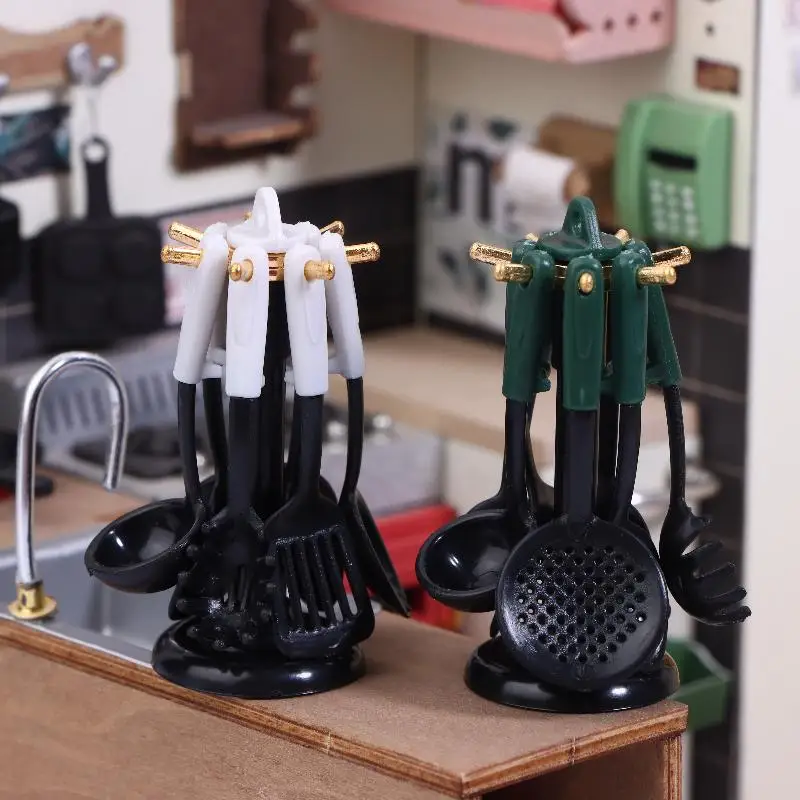 1Set Dollhouse Miniature Hangable Kitchenware Mini Simulation Spatula Utensils Models Doll House Kitchen Scene Decor Props-Toy